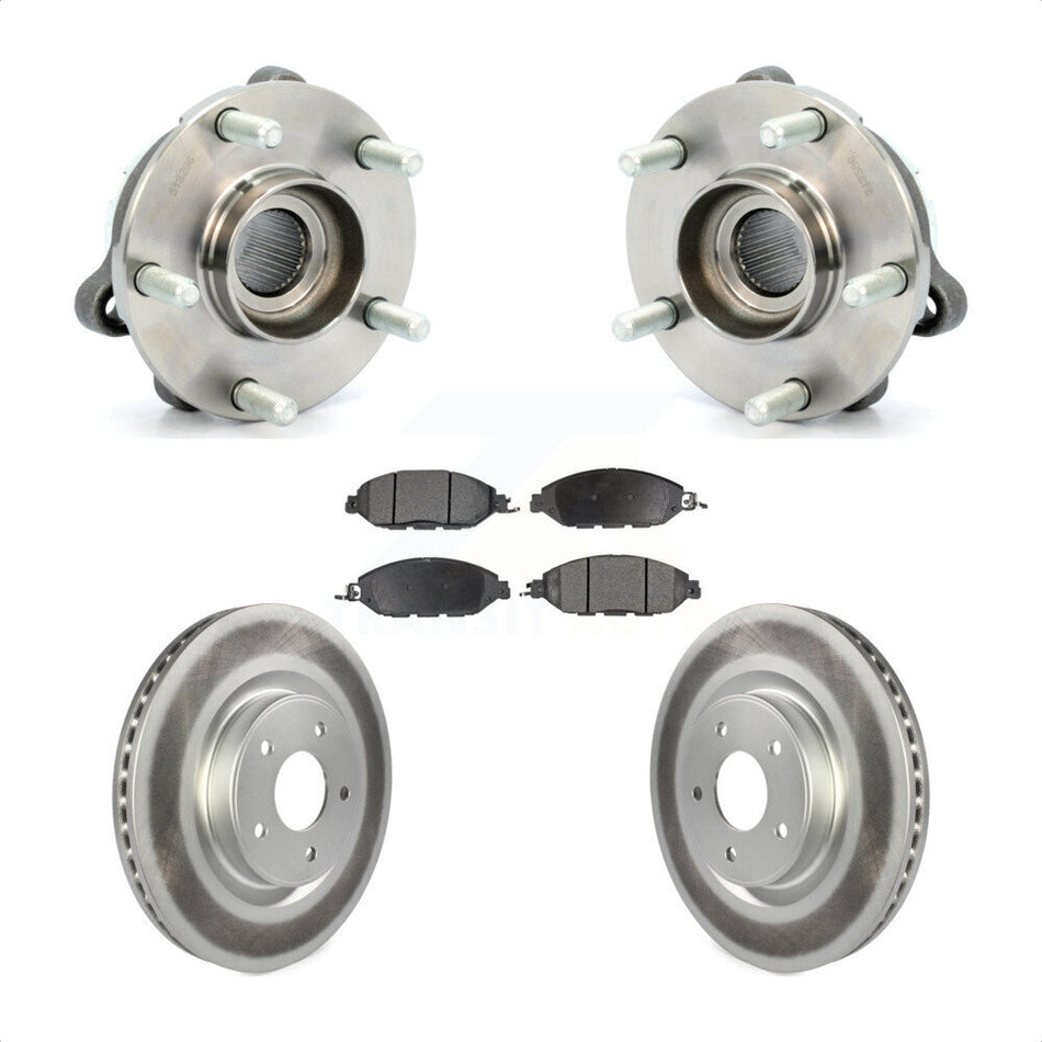 Front Hub Bearing Assembly With Coated Disc Brake Rotors And Semi-Metallic Pads Kit For Nissan Pathfinder Murano INFINITI QX60 JX35 KBB-103675