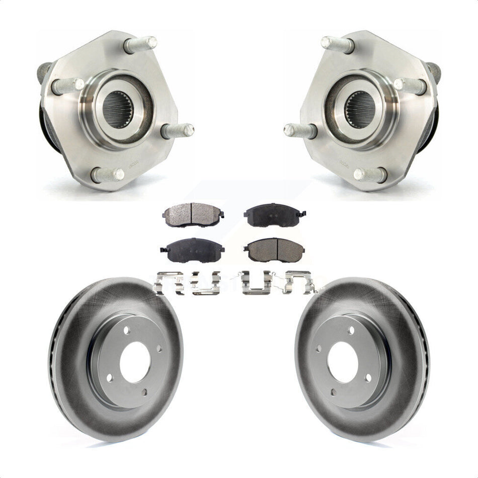 Front Hub Bearing Assembly With Coated Disc Brake Rotors And Semi-Metallic Pads Kit For Nissan Sentra KBB-103677