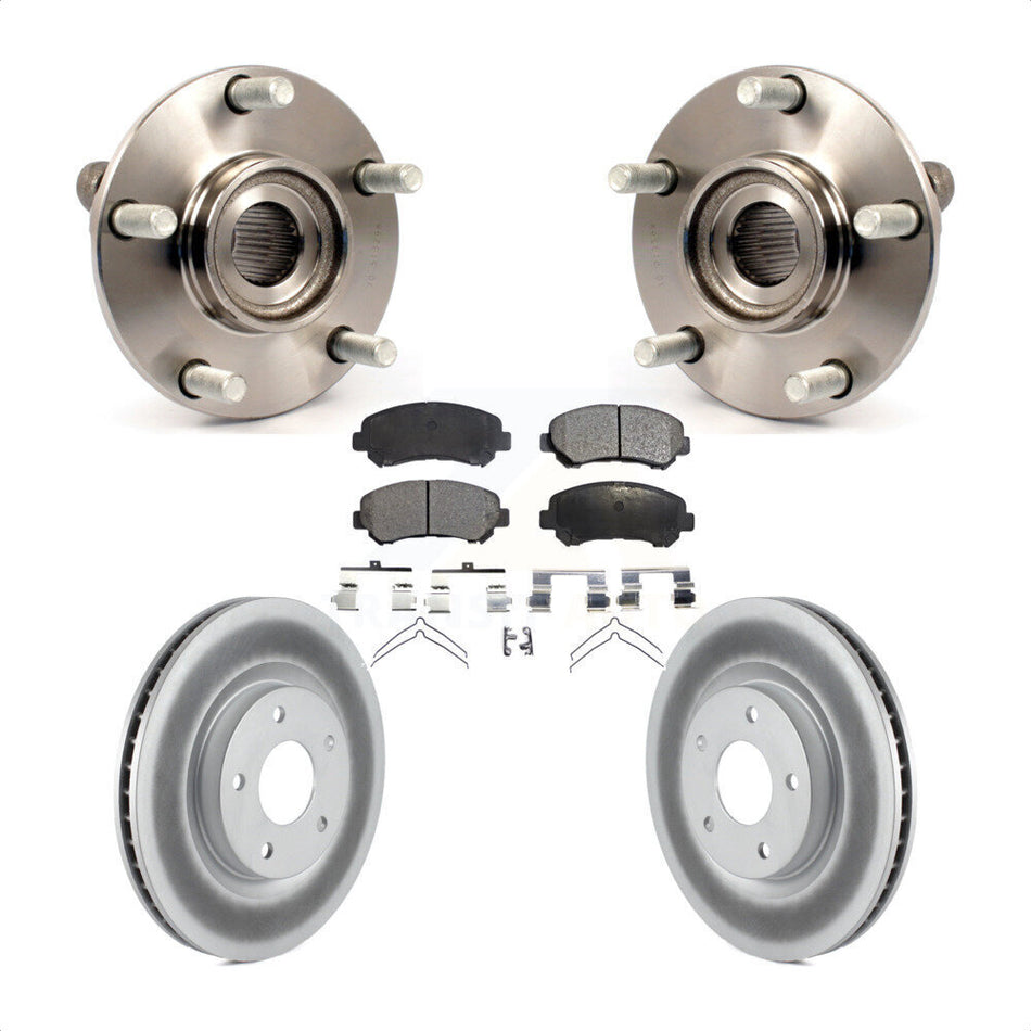Front Hub Bearing Assembly With Coated Disc Brake Rotors And Semi-Metallic Pads Kit For Nissan Rogue Select KBB-103678