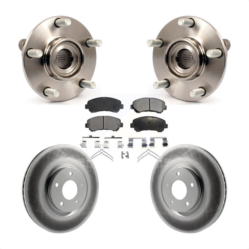 Front Hub Bearing Assembly With Coated Disc Brake Rotors And Semi-Metallic Pads Kit For 2007-2012 Nissan Sentra SE-R Spec V with 2.5L KBB-103680