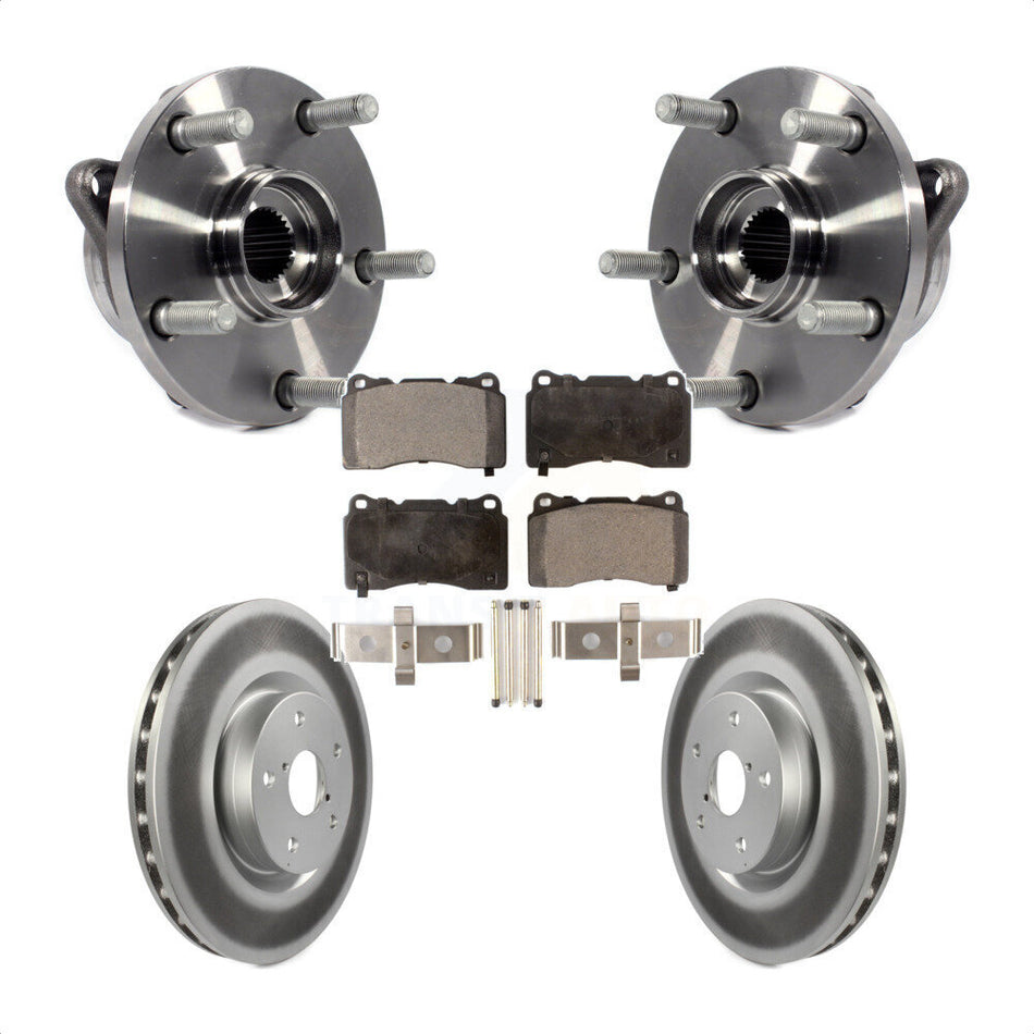 Front Hub Bearing Assembly With Coated Disc Brake Rotors And Semi-Metallic Pads Kit For Subaru Impreza WRX STI KBB-103682