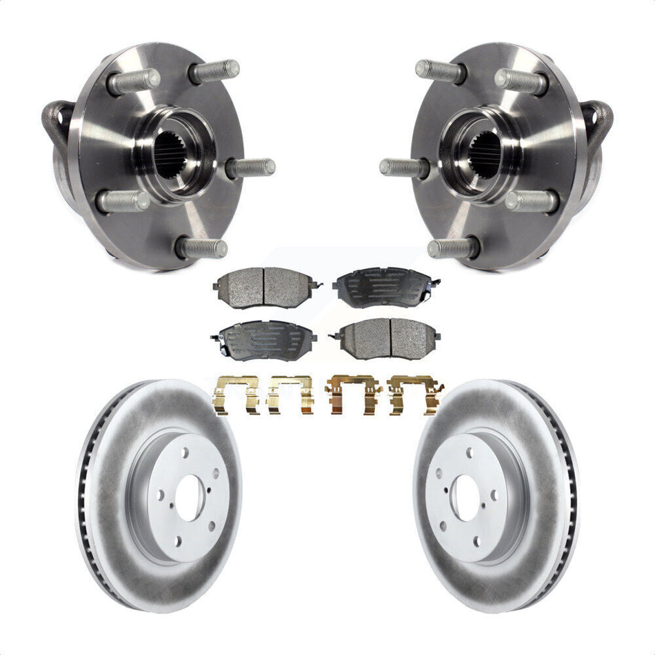 Front Hub Bearing Assembly With Coated Disc Brake Rotors And Semi-Metallic Pads Kit For 2015 Subaru Legacy 2.5L KBB-103684