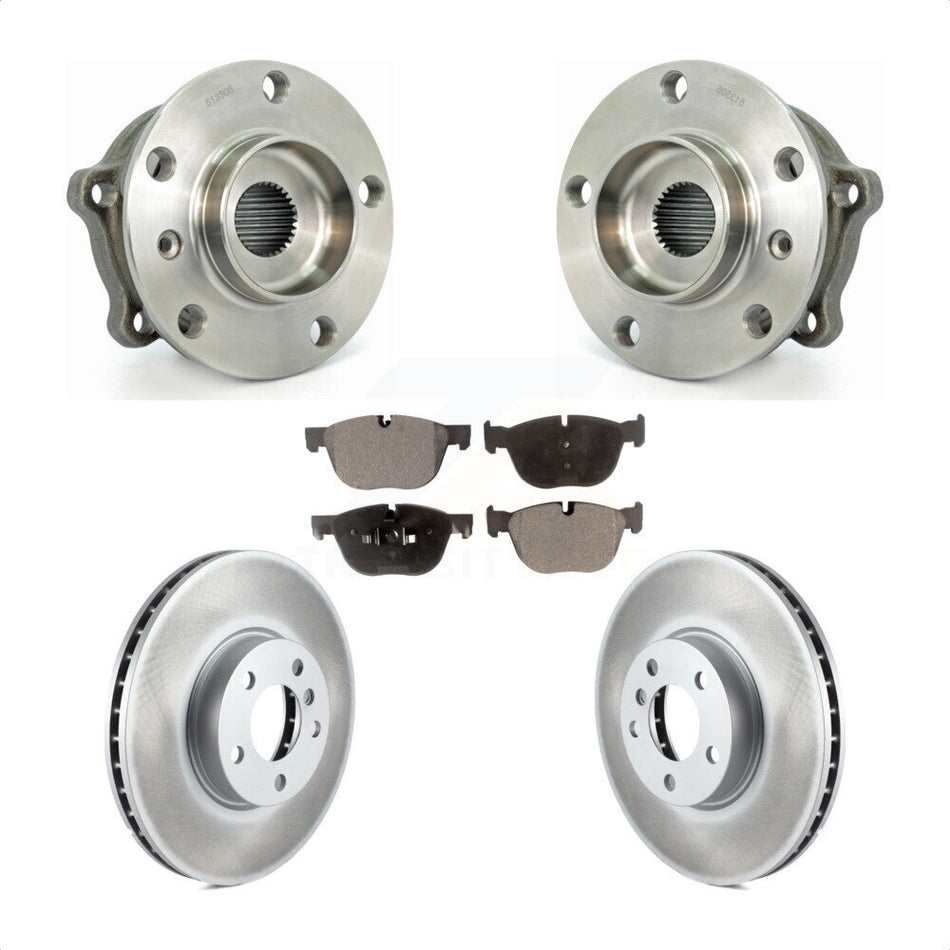 Front Hub Bearing Assembly With Coated Disc Brake Rotors And Semi-Metallic Pads Kit For BMW X5 X6 KBB-103686