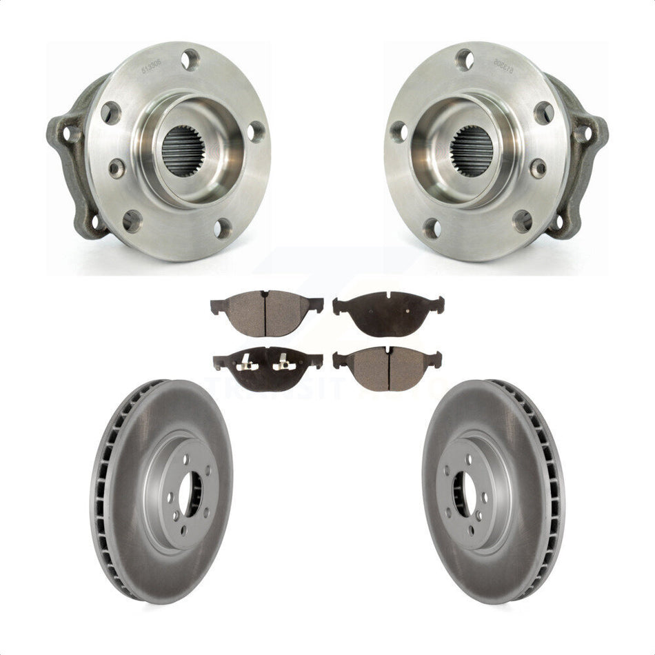 Front Hub Bearing Assembly With Coated Disc Brake Rotors And Semi-Metallic Pads Kit For BMW X5 X6 xDrive50i KBB-103688