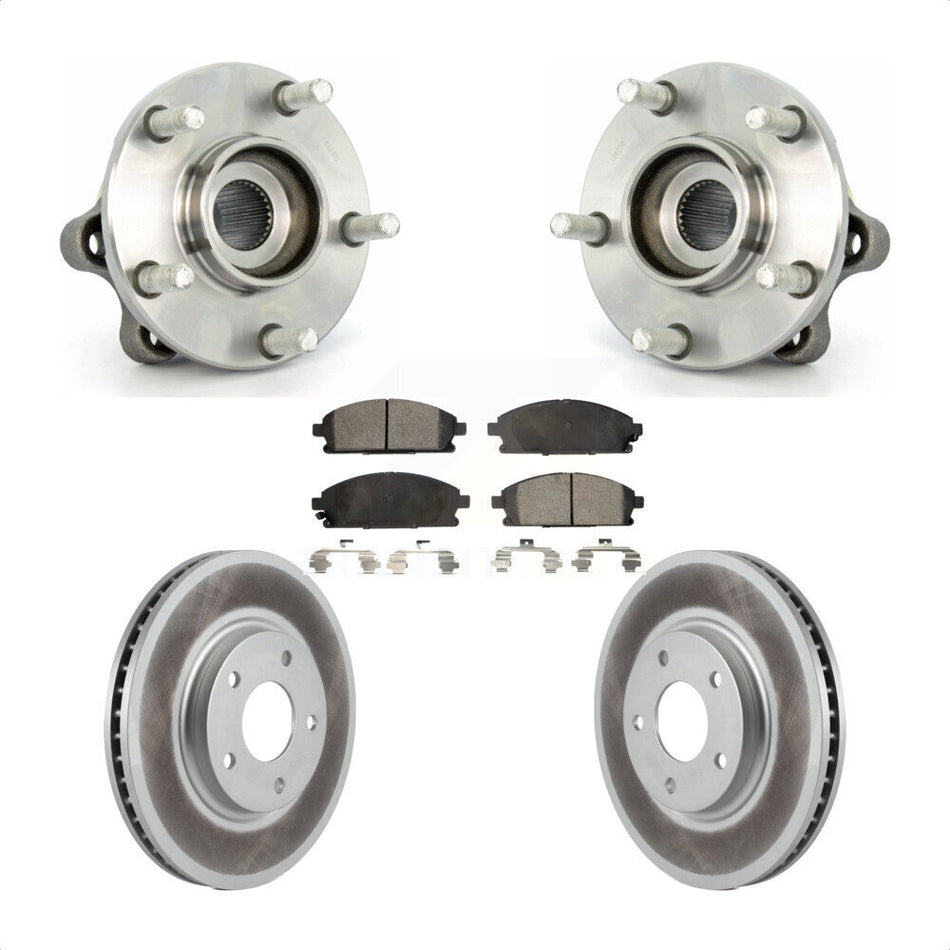 Front Hub Bearing Assembly With Coated Disc Brake Rotors And Semi-Metallic Pads Kit For 2004-2009 Nissan Quest KBB-103695