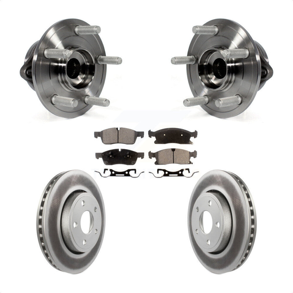 Front Hub Bearing Assembly With Coated Disc Brake Rotors And Semi-Metallic Pads Kit For Jeep Grand Cherokee Dodge Durango KBB-103706