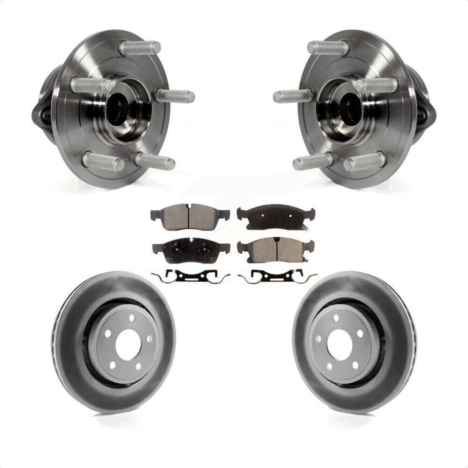 Front Hub Bearing Assembly With Coated Disc Brake Rotors And Semi-Metallic Pads Kit For Jeep Grand Cherokee Dodge Durango WK KBB-103707