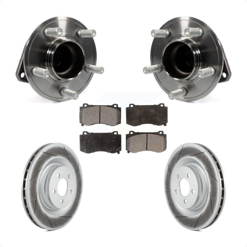 Front Hub Bearing Assembly With Coated Disc Brake Rotors And Semi-Metallic Pads Kit For Dodge Charger Challenger Chrysler 300 KBB-103710