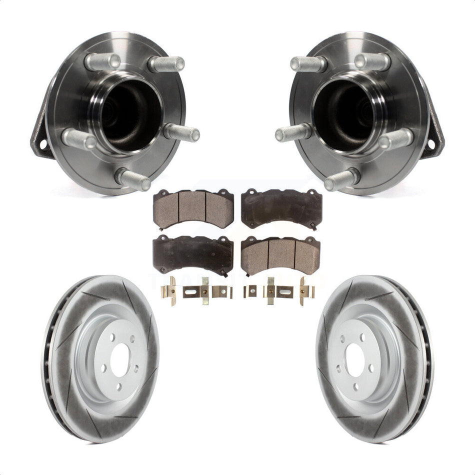Front Hub Bearing Assembly With Coated Disc Brake Rotors And Semi-Metallic Pads Kit For Dodge Challenger Charger KBB-103711