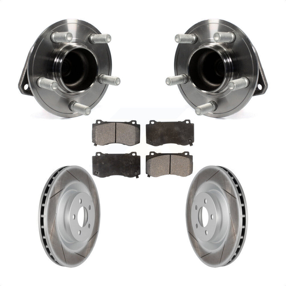 Front Hub Bearing Assembly With Coated Disc Brake Rotors And Semi-Metallic Pads Kit For Dodge Charger Challenger Chrysler 300 KBB-103712