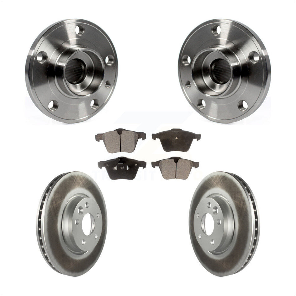Front Hub Bearing Assembly With Coated Disc Brake Rotors And Semi-Metallic Pads Kit For 2008 Volvo V70 300mm Diameter Rotor KBB-103716