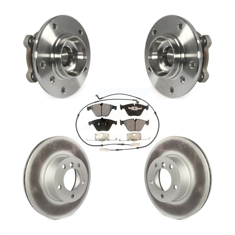 Front Hub Bearing Assembly With Coated Disc Brake Rotors And Semi-Metallic Pads Kit For 2013-2015 BMW X1 xDrive28i with AWD KBB-103720