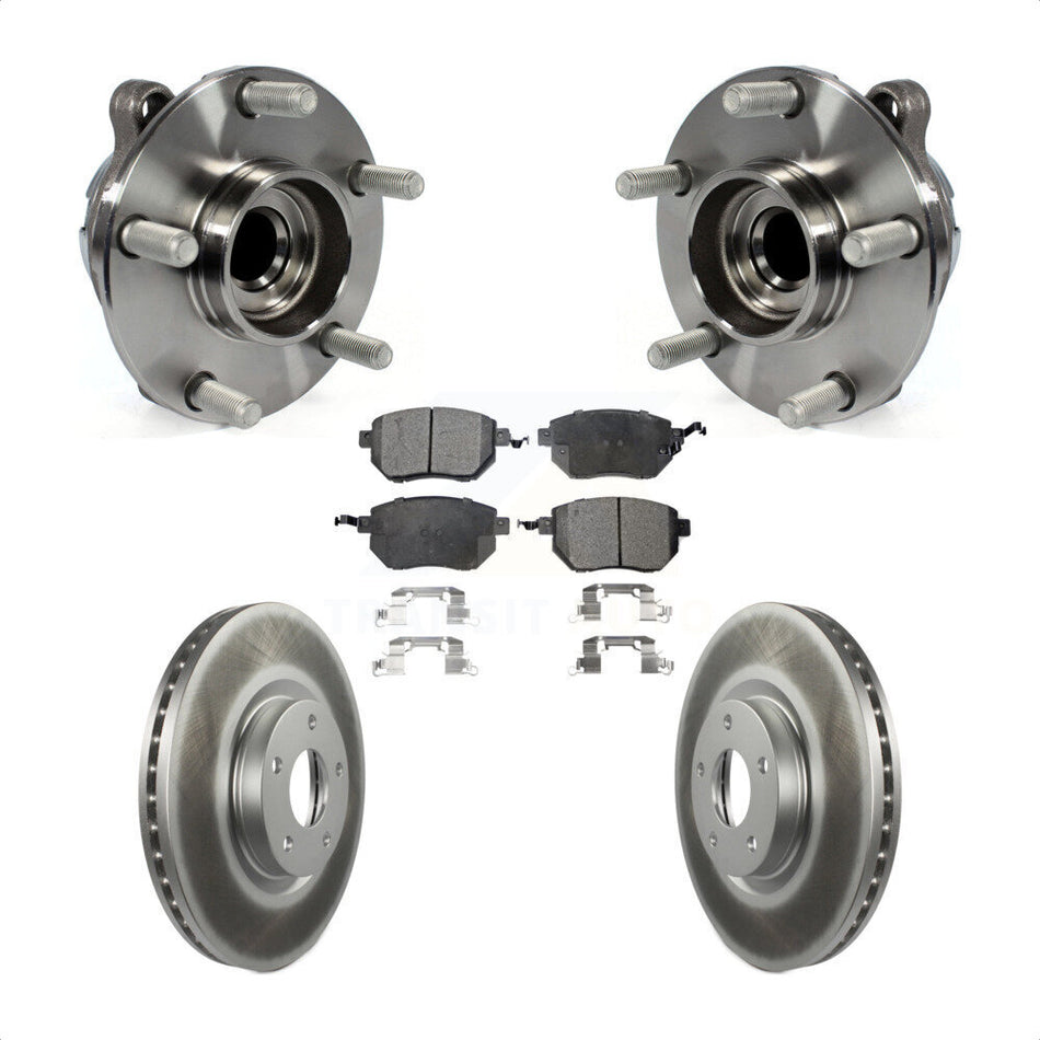 Front Hub Bearing Assembly With Coated Disc Brake Rotors And Semi-Metallic Pads Kit For INFINITI FX35 RWD KBB-103721