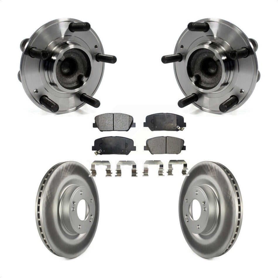 Front Hub Bearing Assembly With Coated Disc Brake Rotors And Semi-Metallic Pads Kit For Hyundai Genesis Coupe KBB-103735