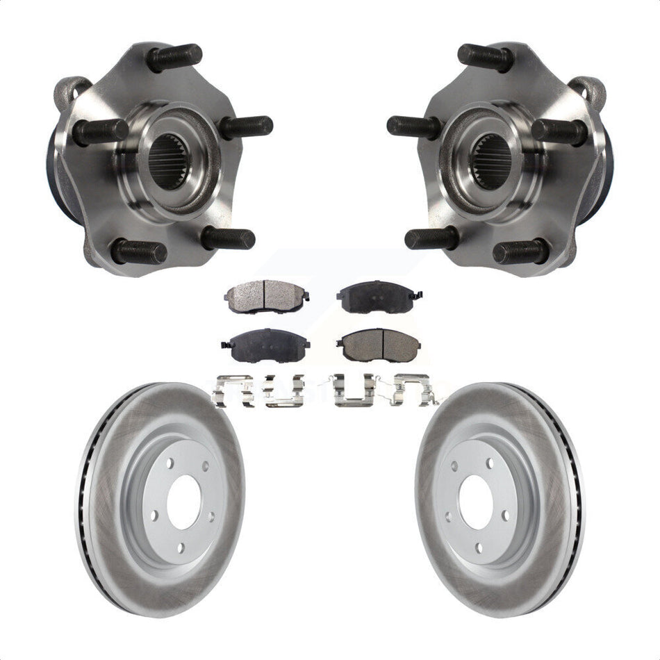 Front Hub Bearing Assembly With Coated Disc Brake Rotors And Semi-Metallic Pads Kit For 2017-2019 Nissan Sentra Turbocharged KBB-103752
