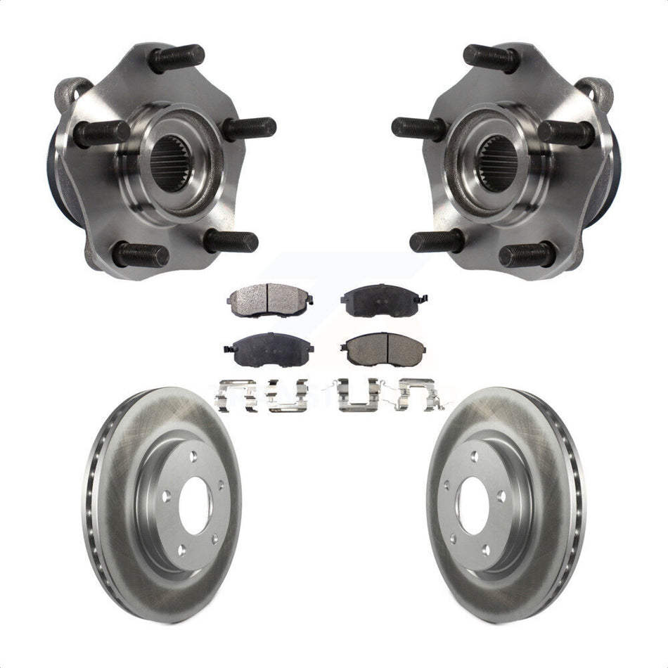 Front Hub Bearing Assembly With Coated Disc Brake Rotors And Semi-Metallic Pads Kit For Nissan Sentra KBB-103754
