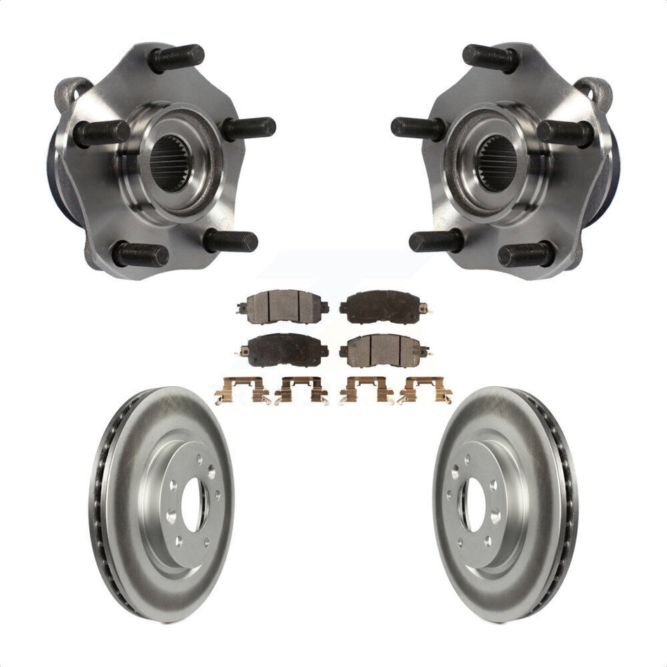 Front Hub Bearing Assembly With Coated Disc Brake Rotors And Semi-Metallic Pads Kit For Nissan LEAF KBB-103756
