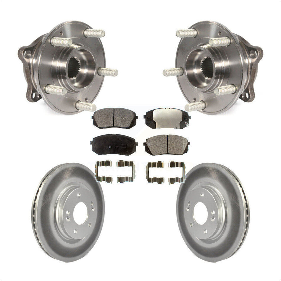 Front Hub Bearing Assembly With Coated Disc Brake Rotors And Semi-Metallic Pads Kit For 2015 Hyundai Sonata GAS engine Manual Parking KBB-103767