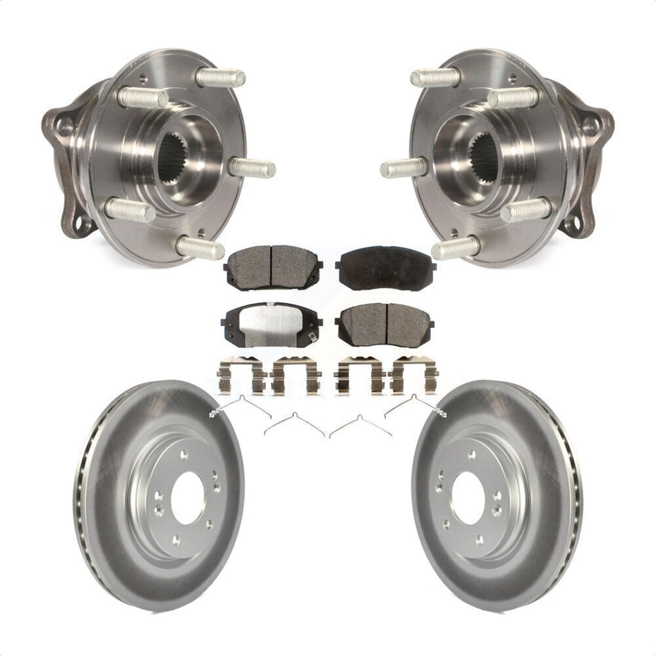 Front Hub Bearing Assembly With Coated Disc Brake Rotors And Semi-Metallic Pads Kit For Hyundai Sonata Kia Optima KBB-103768