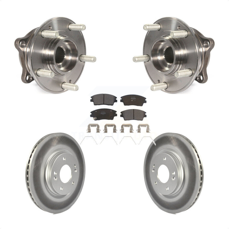 Front Hub Bearing Assembly With Coated Disc Brake Rotors And Semi-Metallic Pads Kit For Hyundai Tucson Kia Sportage KBB-103769