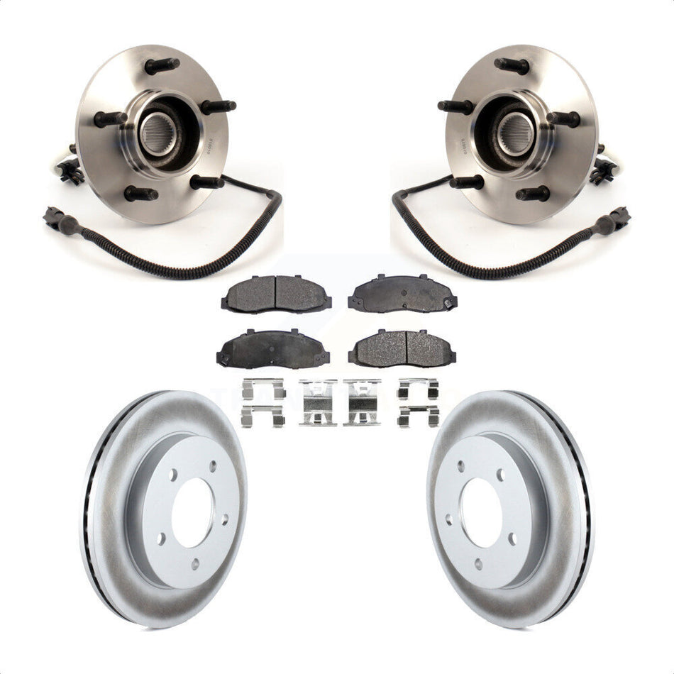 Front Hub Bearing Assembly With Coated Disc Brake Rotors And Semi-Metallic Pads Kit For Ford F-150 4WD with 4-Wheel ABS KBB-103776