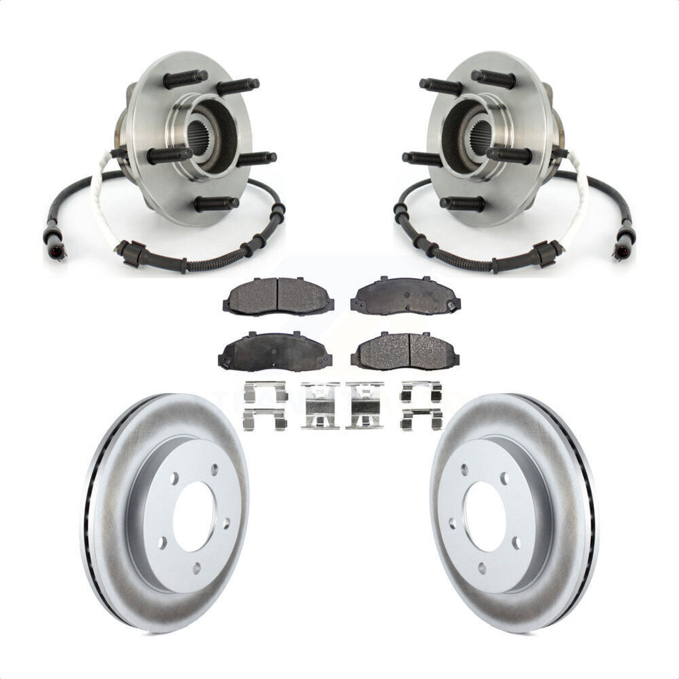 Front Hub Bearing Assembly With Coated Disc Brake Rotors And Semi-Metallic Pads Kit For Ford F-150 Heritage 4WD with 4-Wheel ABS KBB-103783