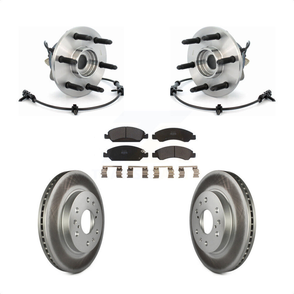 Front Hub Bearing Assembly With Coated Disc Brake Rotors And Semi-Metallic Pads Kit For Chevrolet Silverado 1500 GMC Sierra Classic Express Savana KBB-103789