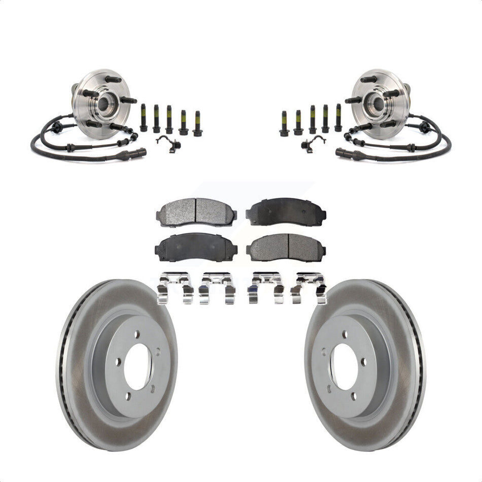 Front Hub Bearing Assembly With Coated Disc Brake Rotors And Semi-Metallic Pads Kit For Ford Explorer Mercury Mountaineer KBB-103795