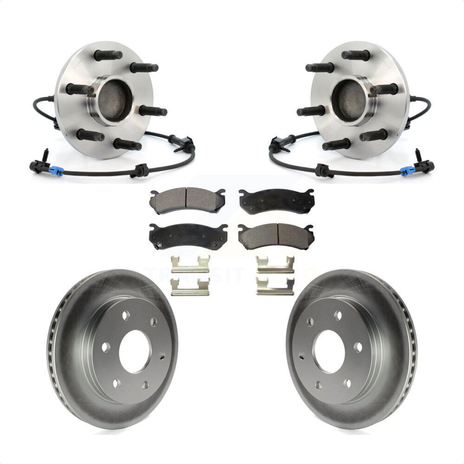 Front Hub Bearing Assembly Coated Brake Rotor Pads Kit For Chevrolet Silverado 1500 GMC Tahoe Sierra Suburban Yukon Avalanche XL Classic Cadillac Escalade Express 2500 Savana KBB-103799