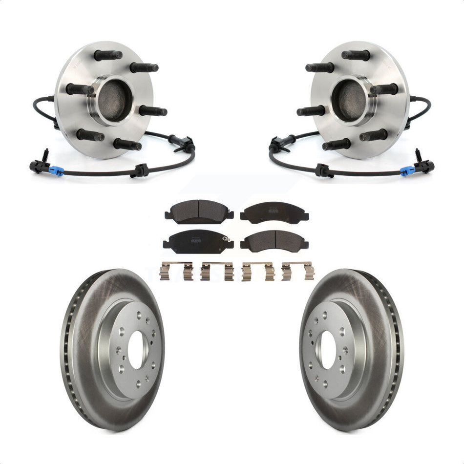 Front Hub Bearing Assembly With Coated Disc Brake Rotors And Semi-Metallic Pads Kit For Chevrolet Silverado 1500 GMC Sierra Classic Express Savana KBB-103800