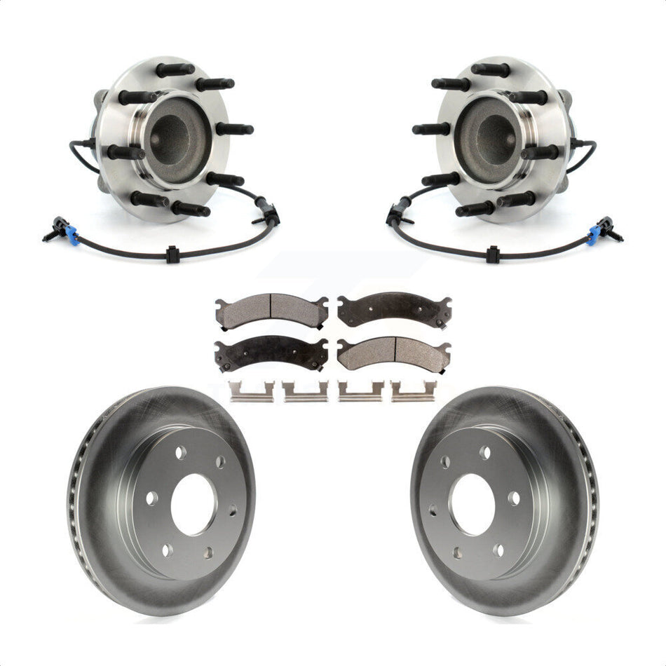 Front Hub Bearing Assembly With Coated Disc Brake Rotors And Semi-Metallic Pads Kit For 2006-2006 Chevrolet Express 2500 GMC Savana KBB-103806