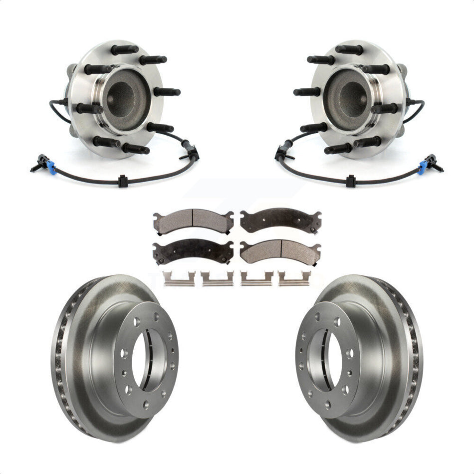 Front Hub Bearing Assembly With Coated Disc Brake Rotors And Semi-Metallic Pads Kit For Chevrolet Express 2500 3500 GMC Savana KBB-103807