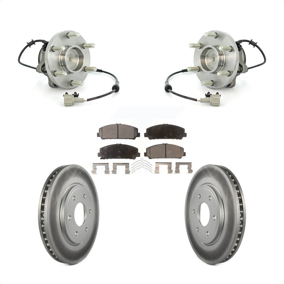 Front Hub Bearing Assembly With Coated Disc Brake Rotors And Semi-Metallic Pads Kit For Suzuki Equator KBB-103812
