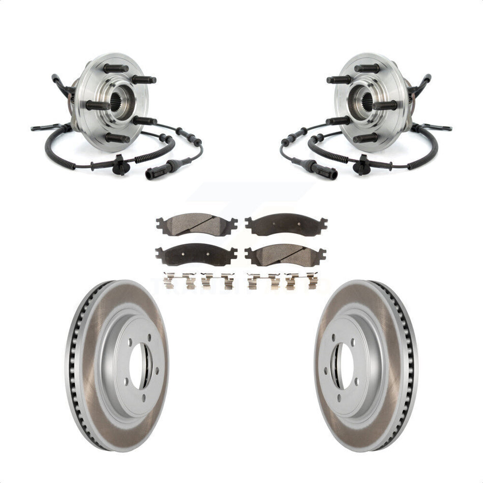 Front Hub Bearing Assembly With Coated Disc Brake Rotors And Semi-Metallic Pads Kit For Ford Explorer Sport Trac Mercury Mountaineer KBB-103826