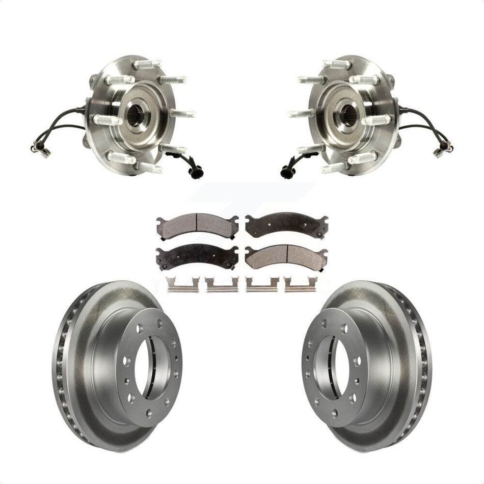 Front Hub Bearing Assembly With Coated Disc Brake Rotors And Semi-Metallic Pads Kit For Chevrolet Silverado 2500 HD GMC Sierra Classic 1500 Suburban Yukon XL Avalanche KBB-103836