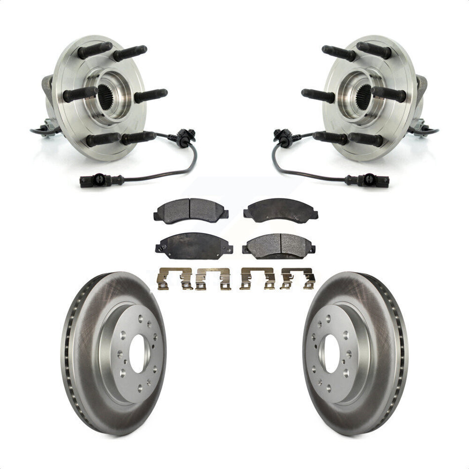 Front Hub Bearing Assembly Coated Disc Brake Rotors And Semi-Metallic Pads Kit For 2007-2007 Chevrolet Tahoe GMC Suburban 1500 Yukon Cadillac Avalanche XL Escalade ESV EXT KBB-103848