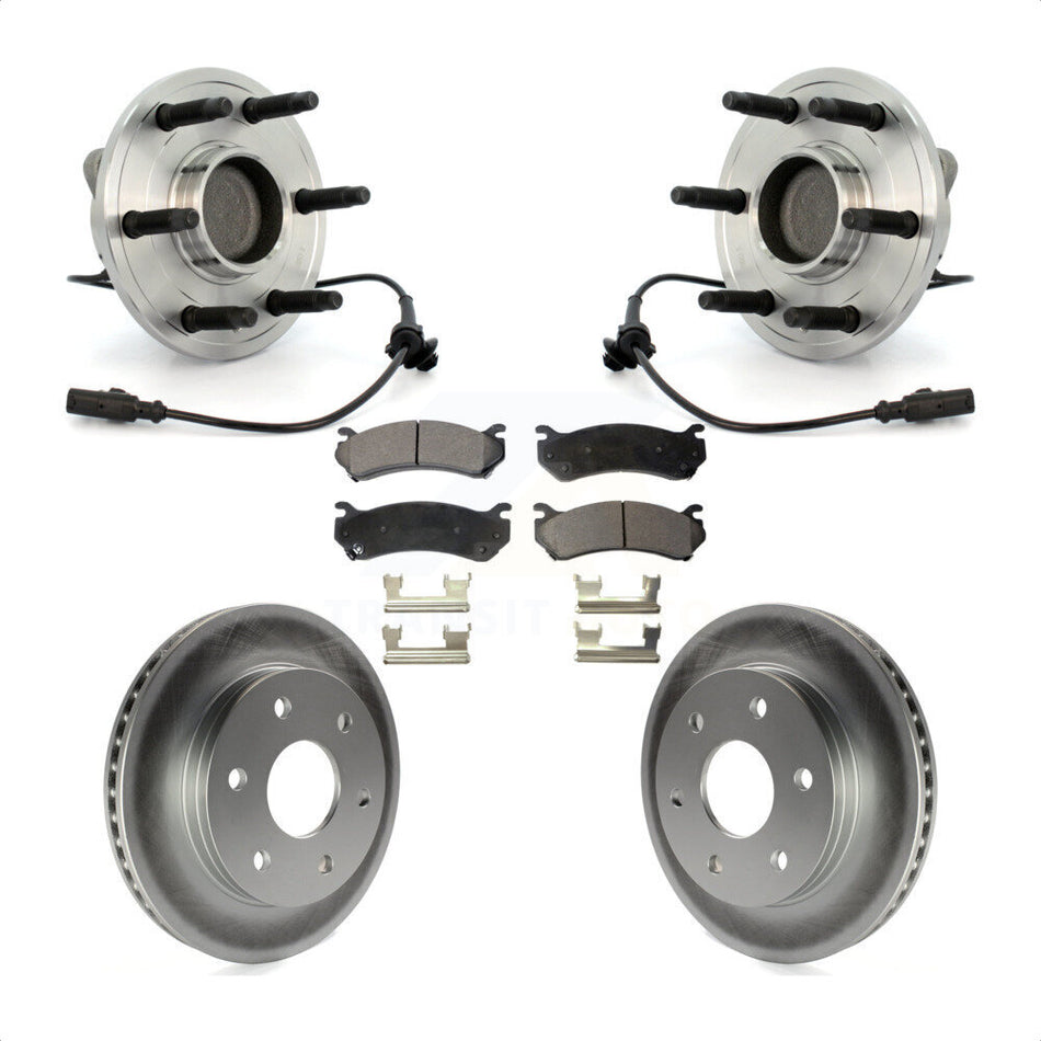 Front Hub Bearing Assembly With Coated Disc Brake Rotors And Semi-Metallic Pads Kit For 2007 Chevrolet Silverado 1500 LT LTZ with RWD rear brakes KBB-103852