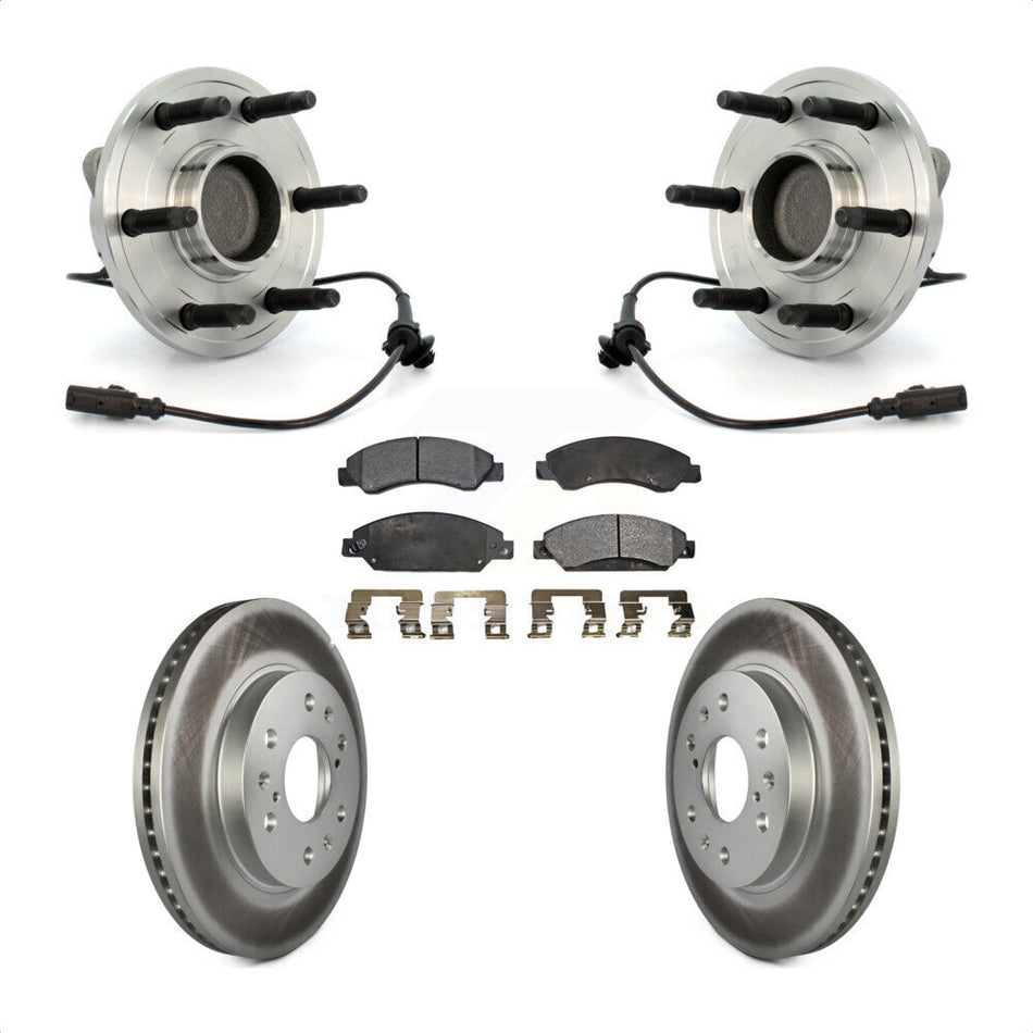 Front Hub Bearing Assembly With Coated Disc Brake Rotors And Semi-Metallic Pads Kit For 2007-2007 Chevrolet Tahoe GMC Suburban 1500 Yukon Avalanche XL Cadillac Escalade RWD KBB-103853
