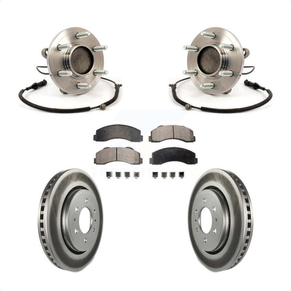 Front Hub Bearing Assembly With Coated Disc Brake Rotors And Semi-Metallic Pads Kit For 2010 Ford F-150 RWD 6 Lug Wheels Without Heavy Duty Payload Package KBB-103862