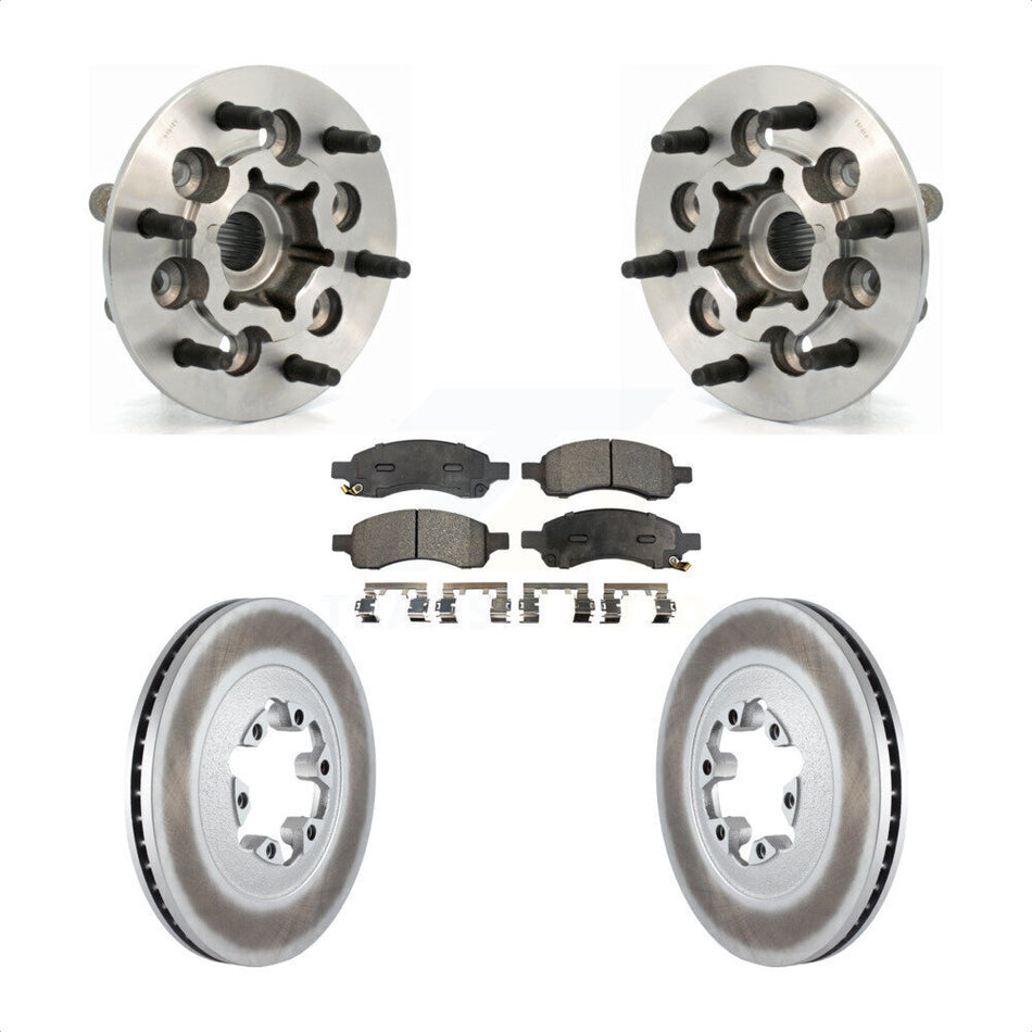 Front Hub Bearing Assembly With Coated Disc Brake Rotors And Semi-Metallic Pads Kit For Chevrolet Colorado GMC Canyon KBB-103868