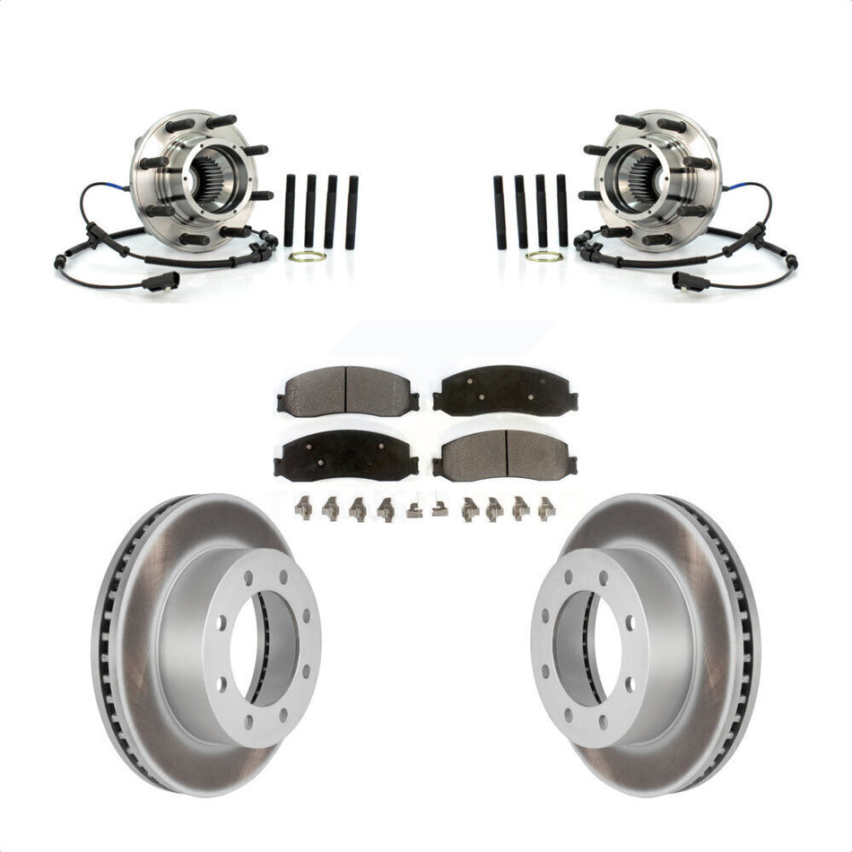 Front Hub Bearing Assembly With Coated Disc Brake Rotors And Semi-Metallic Pads Kit For 2012-2012 Ford F-250 Super Duty F-350 Single Rear Wheels 4WD KBB-103875