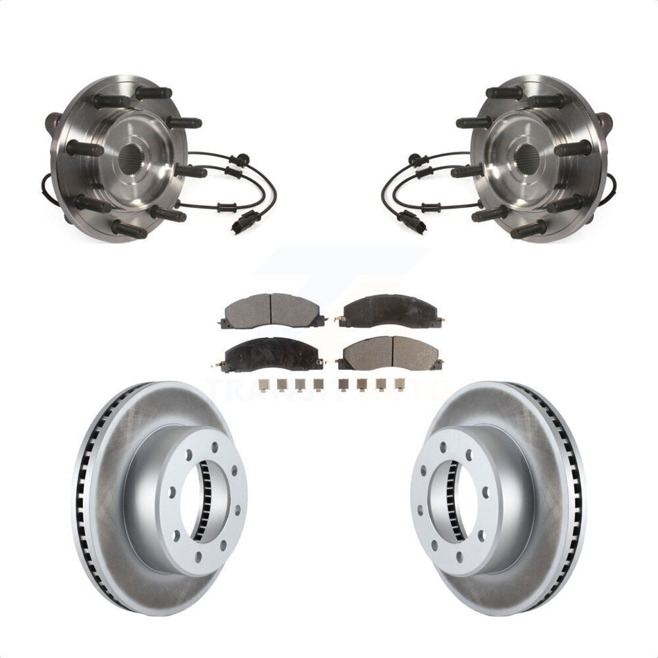 Front Hub Bearing Assembly With Coated Disc Brake Rotors And Semi-Metallic Pads Kit For Ram 2500 3500 KBB-103886