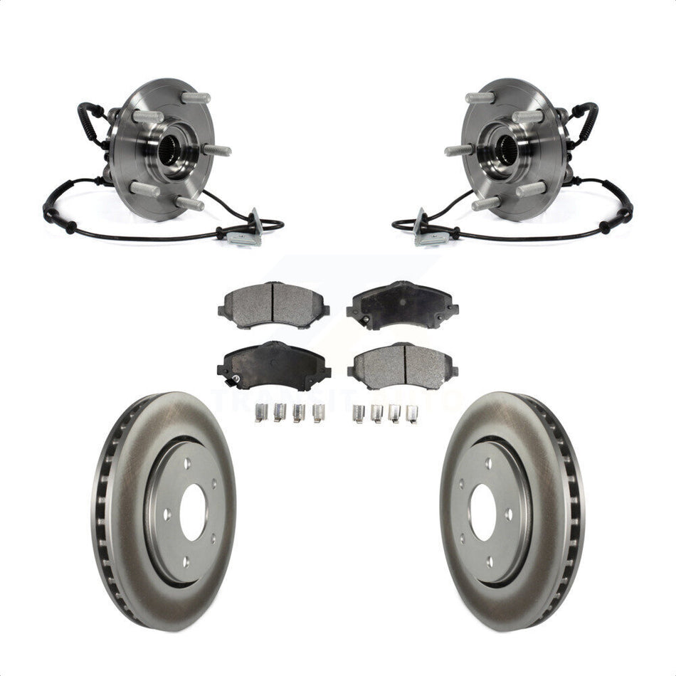 Front Hub Bearing Assembly Coated Disc Brake Rotors And Pads Kit For Dodge Grand Caravan Chrysler Town & Country Ram C/V Volkswagen Routan With Single Piston Caliper KBB-103887