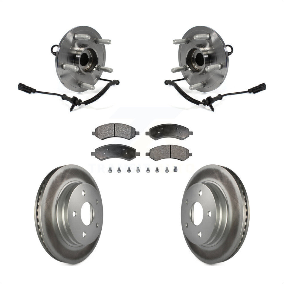 Front Hub Bearing Assembly With Coated Disc Brake Rotors And Semi-Metallic Pads Kit For Ram 1500 Classic KBB-103891
