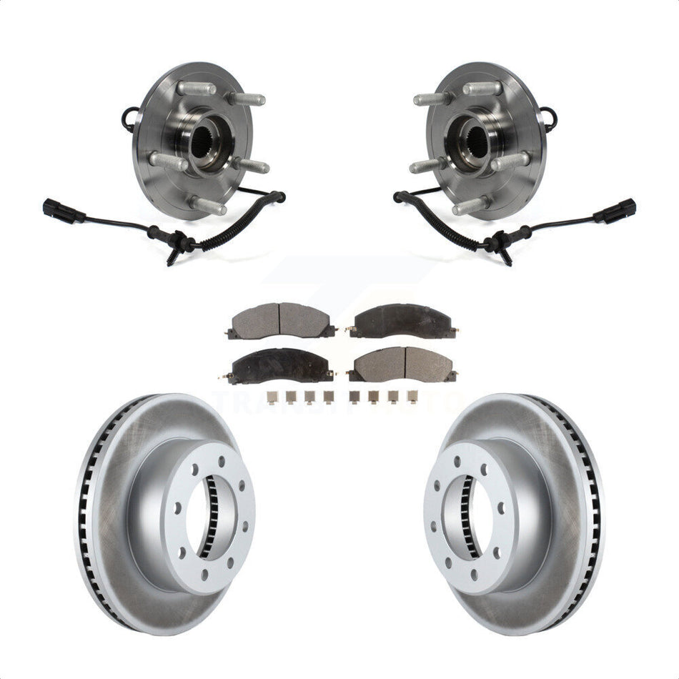 Front Hub Bearing Assembly With Coated Disc Brake Rotors And Semi-Metallic Pads Kit For 2012 Ram 1500 8 Lug Wheels KBB-103892