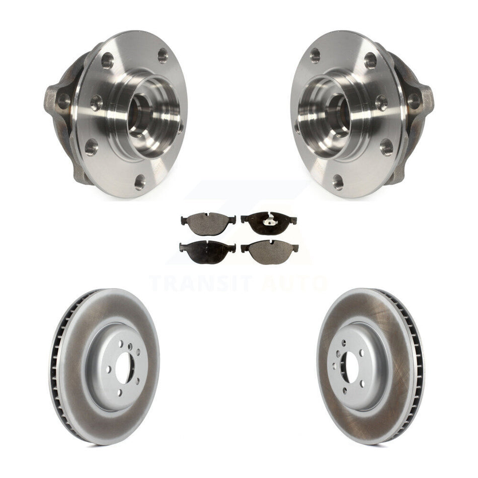 Front Hub Bearing Assembly With Coated Disc Brake Rotors And Semi-Metallic Pads Kit For BMW 750Li xDrive 750i 550i GT KBB-103904