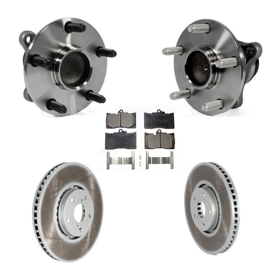 Front Hub Bearing Assembly With Coated Disc Brake Rotors And Semi-Metallic Pads Kit (5Pc) For Lexus IS350 GS350 GS430 GS450h GS460 KBB-103905