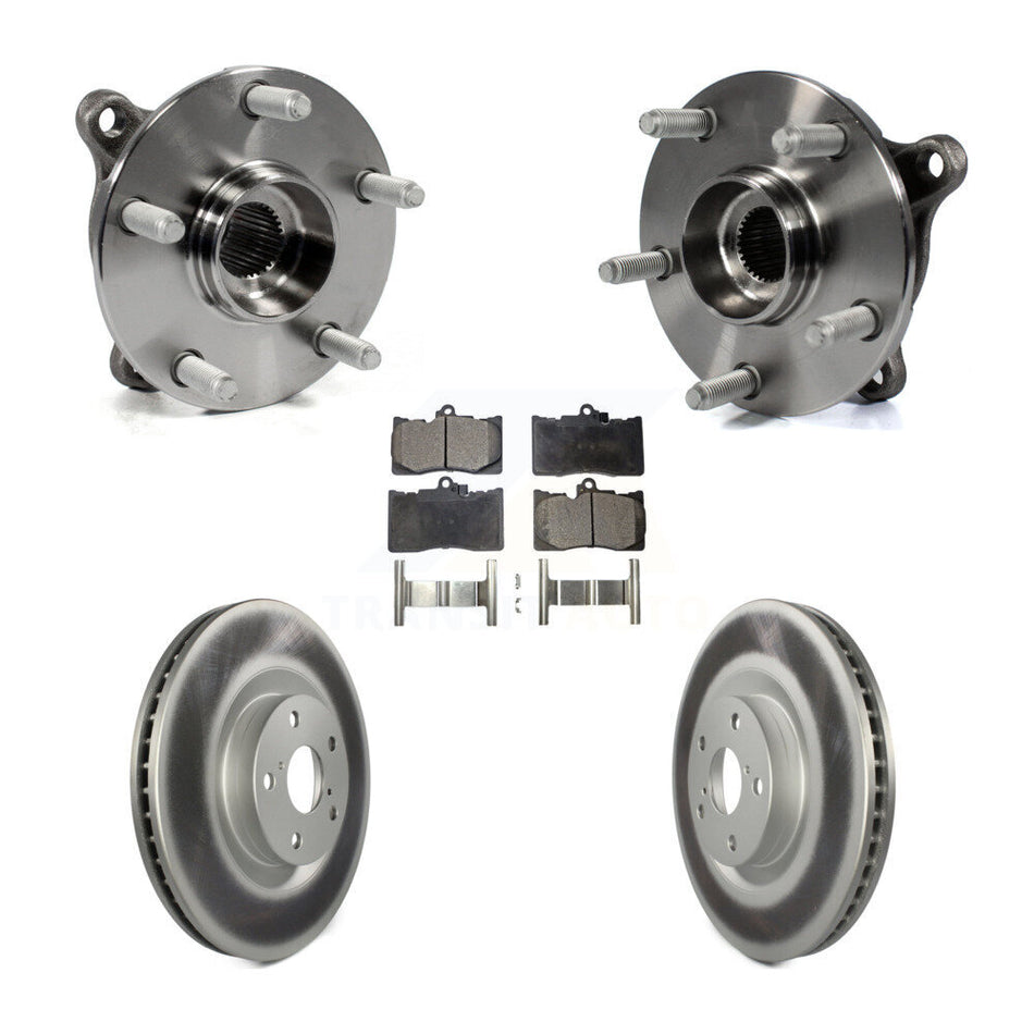 Front Hub Bearing Assembly With Coated Disc Brake Rotors And Semi-Metallic Pads Kit (5Pc) For Lexus GS350 IS300 IS350 RC350 RC300 KBB-103912