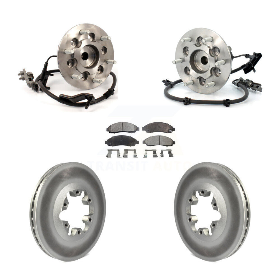 Front Hub Bearing Assembly With Coated Disc Brake Rotors And Semi-Metallic Pads Kit For Chevrolet Colorado GMC Canyon Isuzu i-290 i-280 i-370 KBB-103921