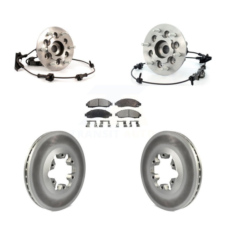 Front Hub Bearing Assembly With Coated Disc Brake Rotors And Semi-Metallic Pads Kit For Chevrolet Colorado GMC Canyon Isuzu i-370 i-350 KBB-103929